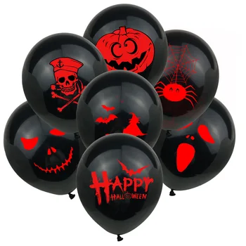 12-дюймовый черный латексный шар на Хэллоуин, кровавая летучая мышь, тыквенный череп, Призрачный балон, декор на День Хэллоуина, Кровавый отпечаток руки, шар ведьмы