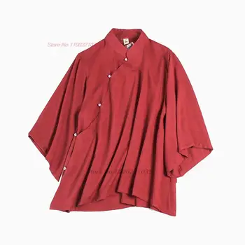 2023 традиционные китайские улучшенные топы hanfu женская этническая рубашка дзен национальная хлопчатобумажная льняная блузка восточная народная блузка hanfu