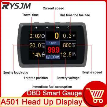 A501 OBD HUD Головной дисплей Спидометр Вольтметр Контроль давления в шинах Средний расход топлива Диагностическая система предупреждения
