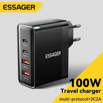 Essager 100 Вт Зарядное Устройство USB Type C 65 Вт PD3.0 Быстрое Зарядное Устройство с Быстрой Зарядкой 4,0 3,0 USB Зарядное Устройство Для Телефона MacBook Ноутбук Смартфон