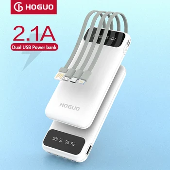 Hoguo-Power Bank со светодиодом, Power Bank, Портативное Зарядное устройство, Powerbank для Xiaomi, Apple, Huawei, Samsung, 20000 мАч