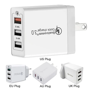 USB Адаптер настенного зарядного устройства QC3.030W Зарядное устройство для мобильного телефона 3 порта USB Адаптер быстрой зарядки Портативный для телефона планшета Цифровая рамка