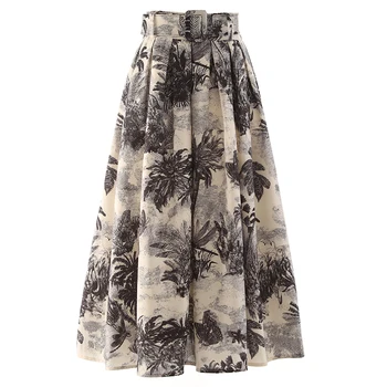 Женская мода для подиума, весна-лето, дизайнерская юбка с винтажным принтом, женская осенне-зимняя базовая юбка-трапеция с высокой талией TB967
