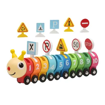 Игрушка в форме гусеницы, отличный подарок, обучающая игрушка, дизайн дорожного колеса, Игрушечный Деревянный поезд, набор для детей 1, 2, 3 лет