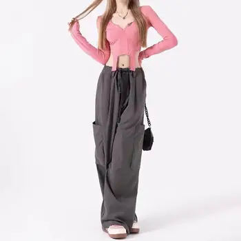 Индивидуальные женские летние брюки Young с несколькими карманами, широкие женские брюки-карго со светодиодной подсветкой, женская одежда на шнурке