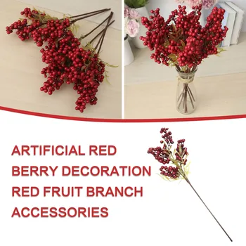 Искусственные Для подвешивания на улице Сорвите ягоду красного дерева В декоративный венок, вазу для цветов, искусственные цветы для свадьбы