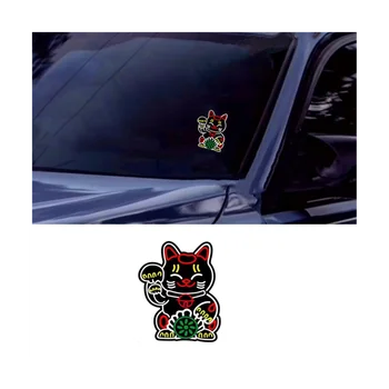 Лобовое стекло автомобиля Fortune Lucky Kitty Светодиодные Безопасные наклейки для JDM Светящиеся панели Аксессуары для украшения