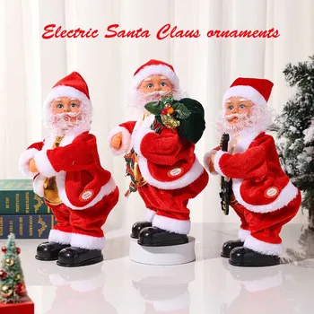 Рождественские украшения Электрический Санта-Клаус Покачивает бедрами и играет на гитаре под музыку Рождественские украшения, куклы и подарки