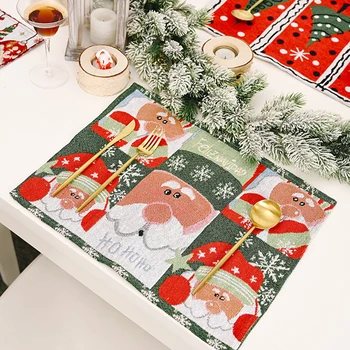 Рождественский коврик для столовых приборов, Подставка для чашки, Кружка, Кухонный коврик для обеденного стола с изображением Лося Санта-Клауса, Теплоизоляция, Товары для дома Санта-Клауса