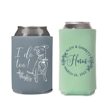 Свадебная упаковка Regular & Slim Can Cooler #192RS - Иллюстрация Домашнего животного на заказ - Собака или кошка - Упаковка для Свадебных подарков, Свадебные сувениры,