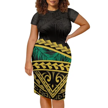 Татуировка с тотемом Полинезийского племени Тонга, Тонга, Принты, Женское элегантное платье с винтажными принтами, женское платье с высокой талией длиной до колен, Vestidos