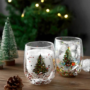 Чашка для чая, чашка для питья с блестками, хорошее сцепление, Рождественская елка, молочный бокал, подарок, прямая доставка