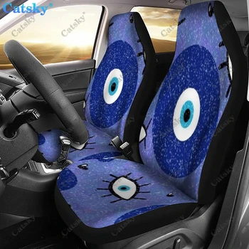 Чехлы для сидений в стиле мультяшного хоррора Fashion Car из 2 частей, индивидуальные Универсальные чехлы для автомобильных сидений с узорами