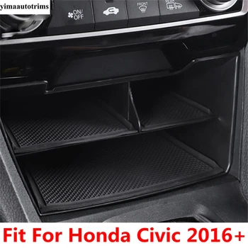 Ящик для хранения с центральным управлением, поддон, держатель для телефона, лоток для Honda Civic 2016-2020, Аксессуары из черного пластика, интерьер